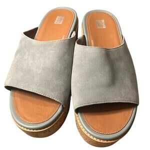 FitFlop Cork Wrap Suede Wedge Slides, Size Womens EU 42 / US 10